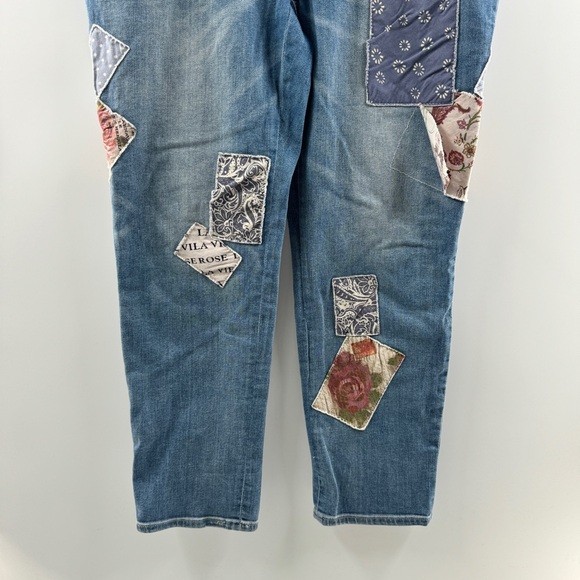 Chico’s Medium Wash Patchwork Jeans Size L - Picture 4 of 12